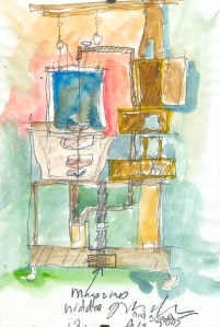 Watercolor & pencil sketch for full scale SINK sculpture